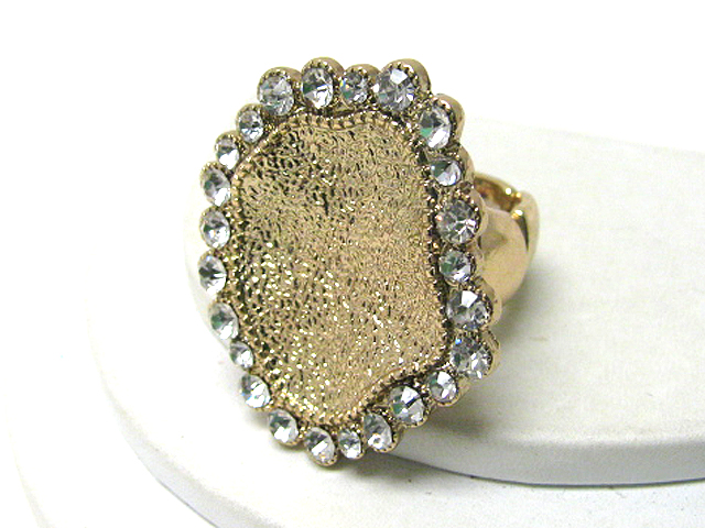 Glam punk rock crystal edge metal art stretch ring