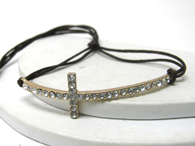 Crystal cross braided yarn friendship bracelet