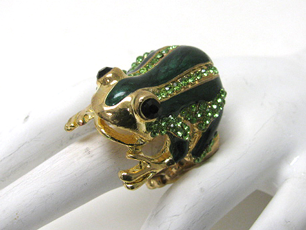 Crystal and epoxy deco frog stretch ring