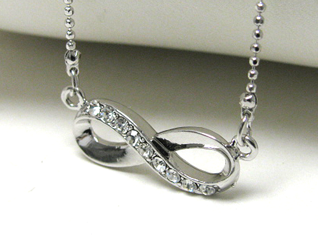 Made in korea whitegold plating crystal infinity pendant neckalce