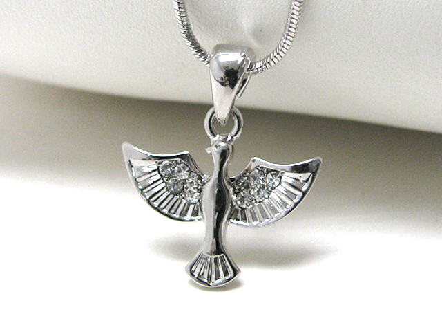 Made in korea whitegold plating big bird pendant neckalce
