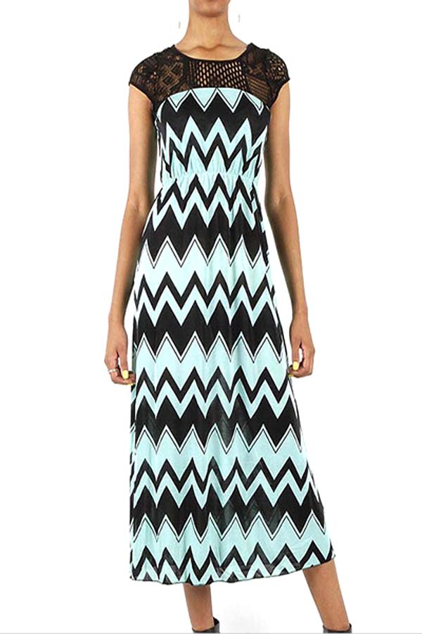 Chevron pattrn lace dress