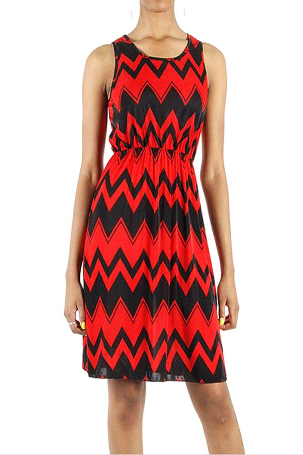 Chevron pattern tank dress
