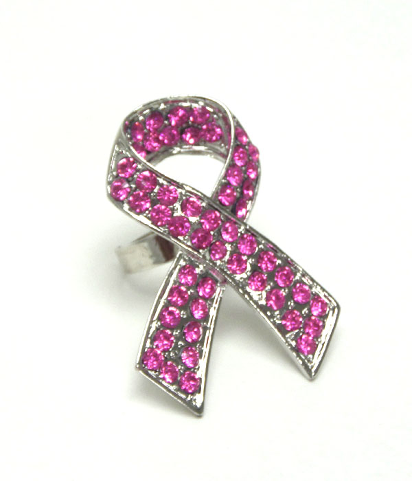 Breast cancer awareness pink ribbon ring
