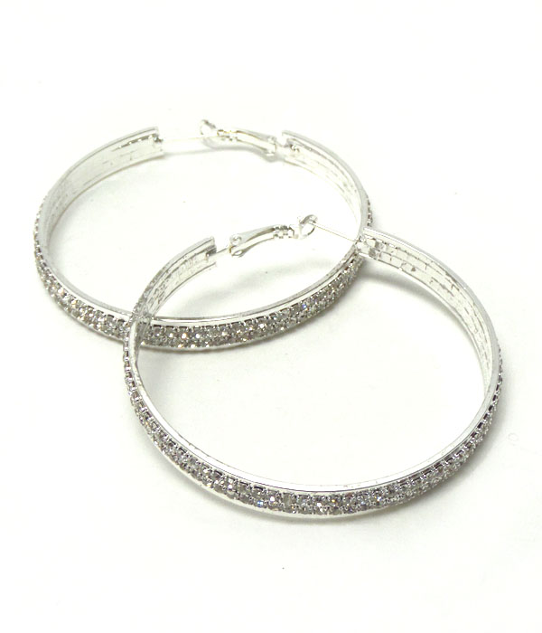 Two row rhinestone hoop earrings