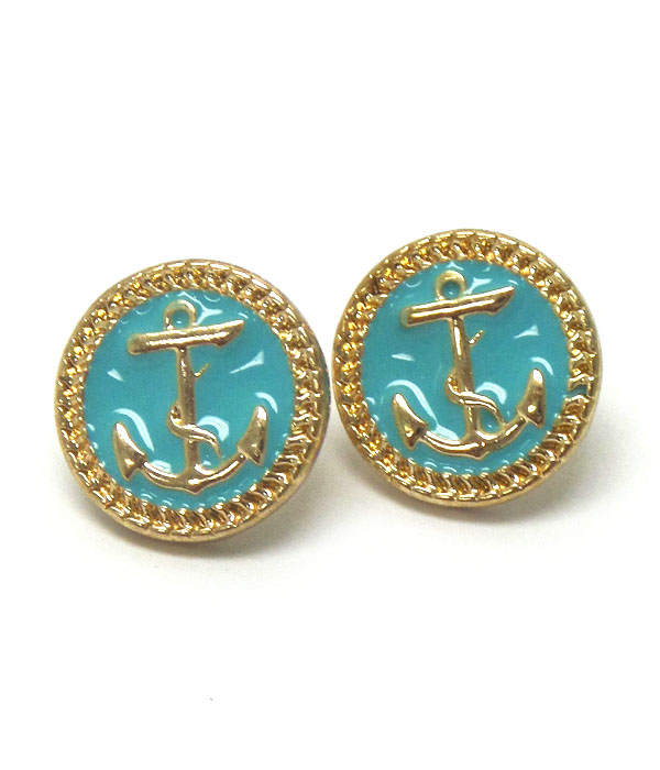 Metal disk anchor earrings 