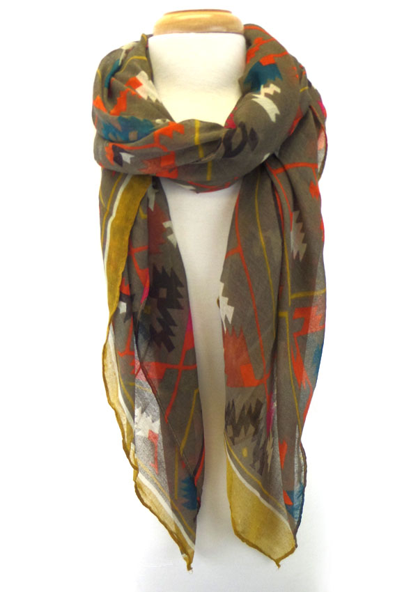Multi color abstractive pattern scarf 