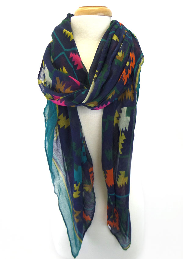 Multi color abstractive pattern scarf 