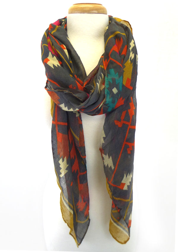 Multi color abstractive pattern scarf 