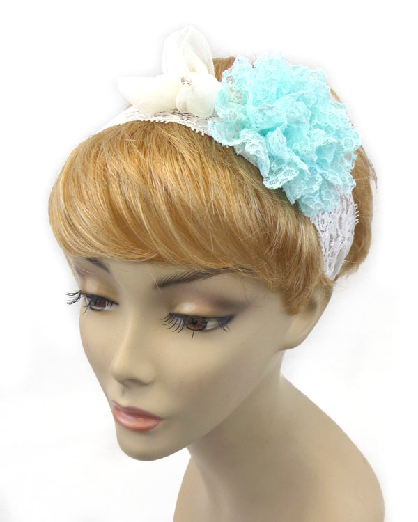 LACE TWO FLOWERS HEAD BAND 