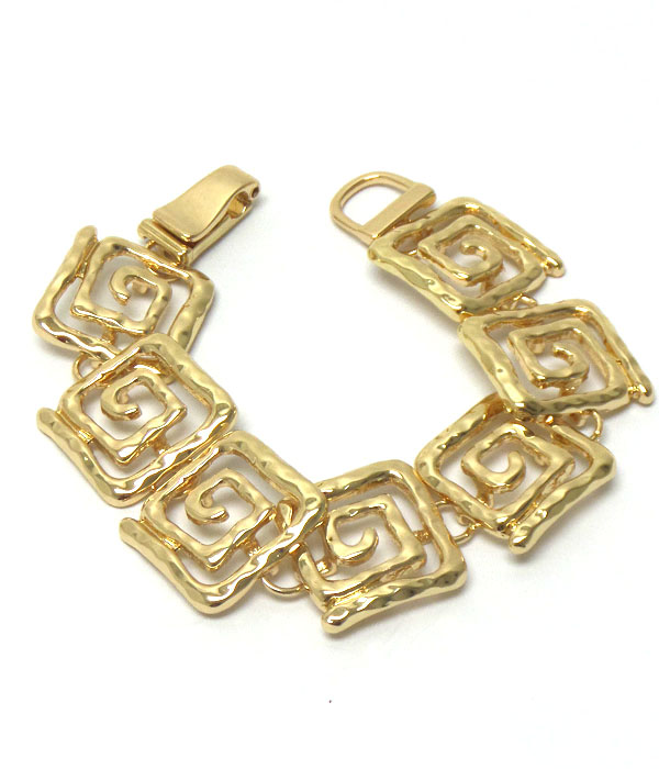 Square swirl design link magnetic bracelet