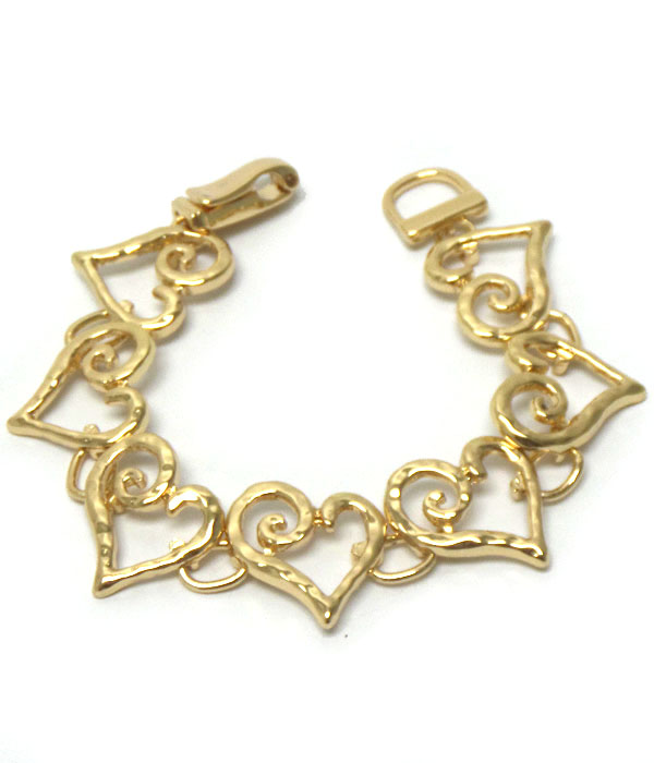 Heart design link magnetic bracelet
