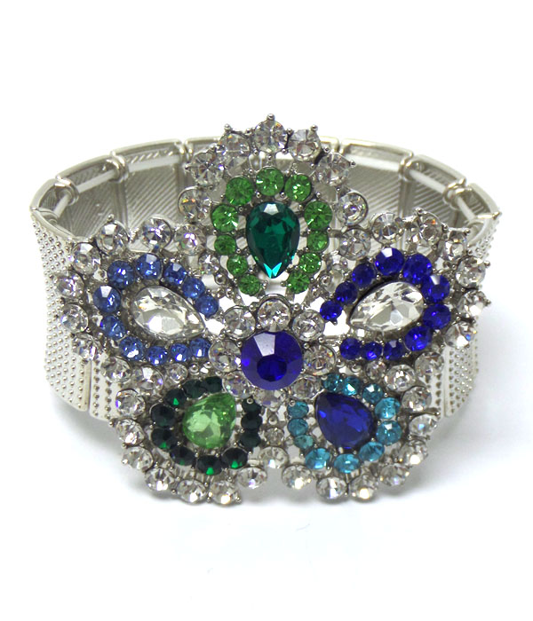 Luxury class austrian crystal large flower stretch bracelet