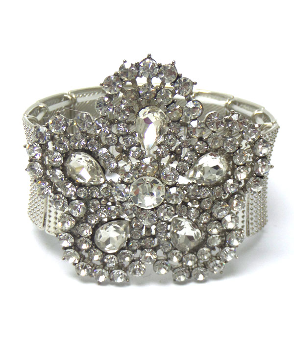 Luxury class austrian crystal large flower stretch bracelet