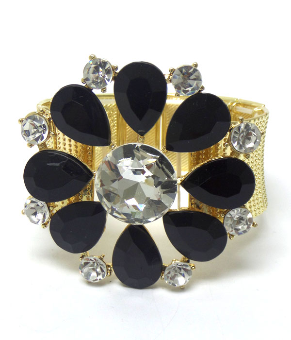 Luxury class austrian crystal large flower stretch bracelet