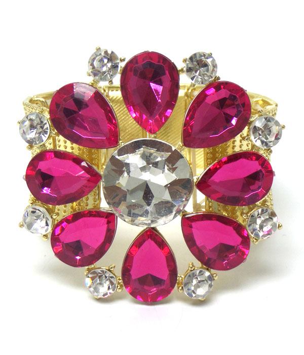 Luxury class austrian crystal large flower stretch bracelet