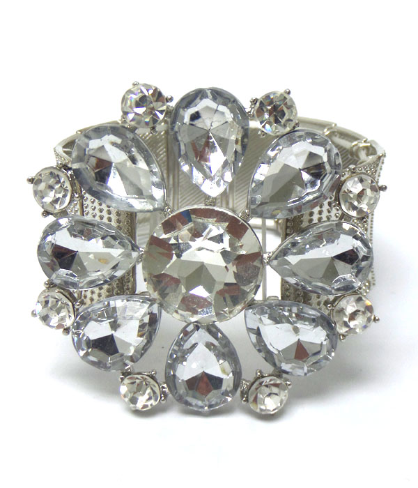 Luxury class austrian crystal large flower stretch bracelet