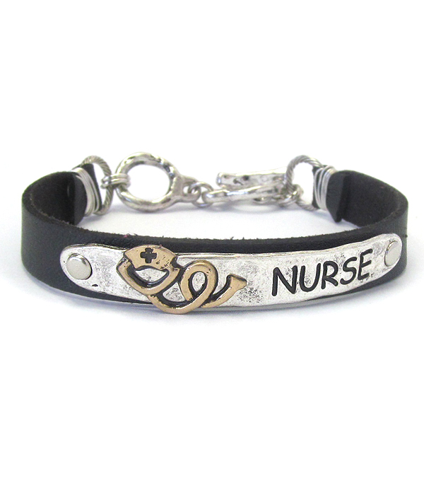 Nurse theme leather band bracelet