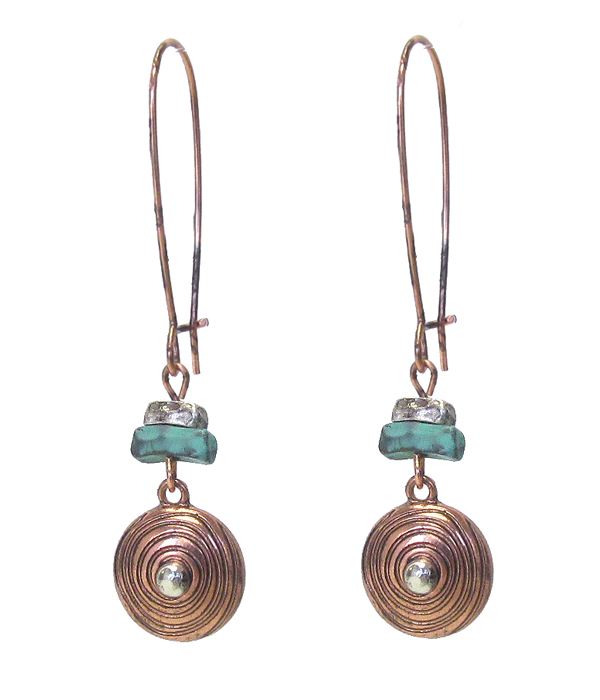 TEXTURED METAL DISC DROP EARRING