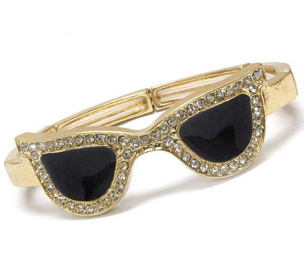 Crystal and epoxy deco sun glasses stretch bracelet