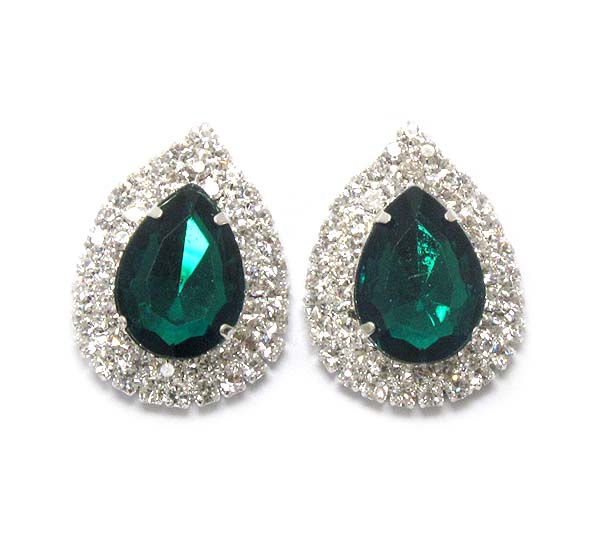 Teardrop crystal and rhinestone edge deco earring