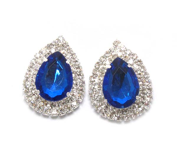 Teardrop crystal and rhinestone edge deco earring