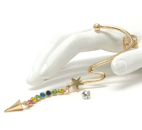 Crystal deco spike drop earcuff