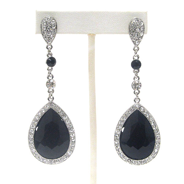 Crystal deco and facet glass teardrop earring