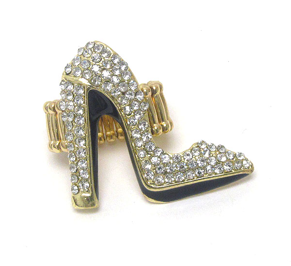 Crystal stud and epoxy deco high heel stretch ring