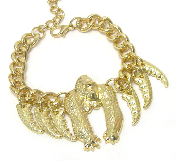 Designer style gorilla pendant and chain bracelet