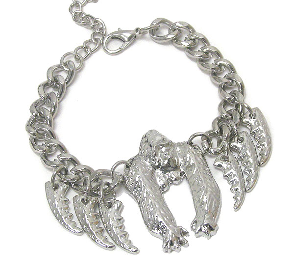 DESIGNER STYLE GORILLA PENDANT AND CHAIN BRACELET