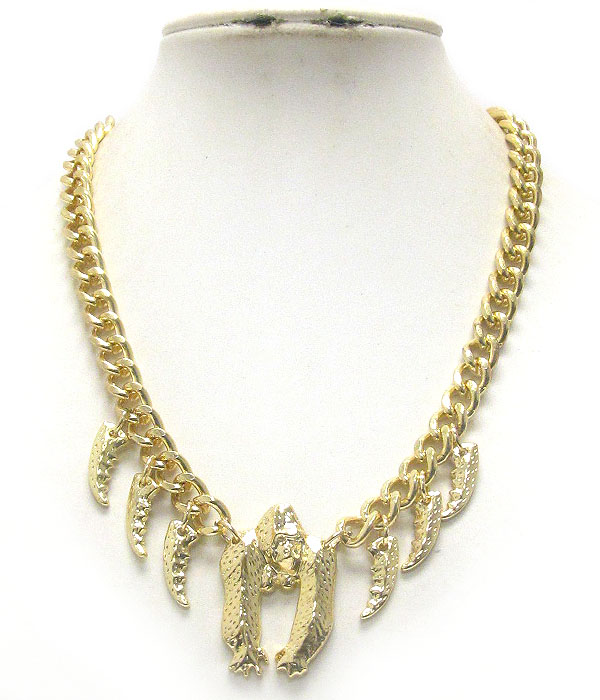 Designer style gorilla pendant and chain necklace