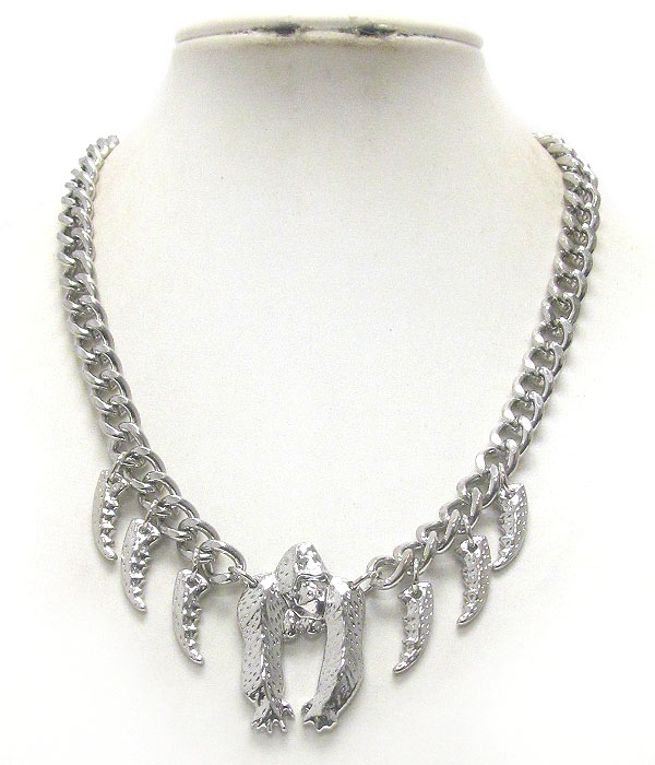 Designer style gorilla pendant and chain necklace
