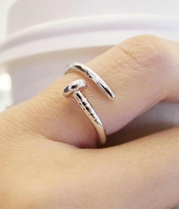 Designer inspired simple metal ring - nail