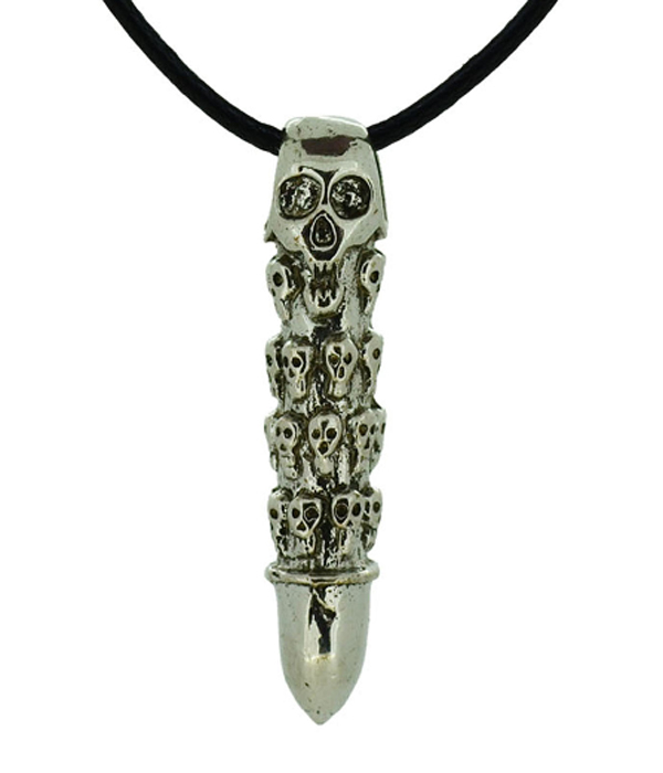 Multi skull skeleton bullet necklace