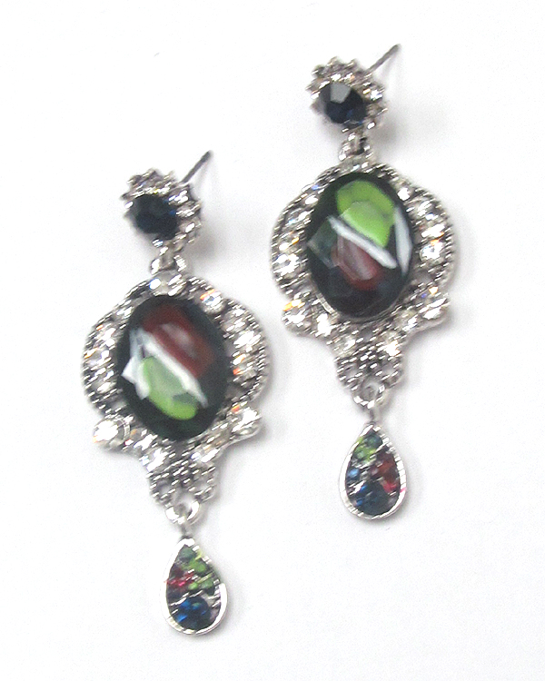 Linked crystals drop earrings