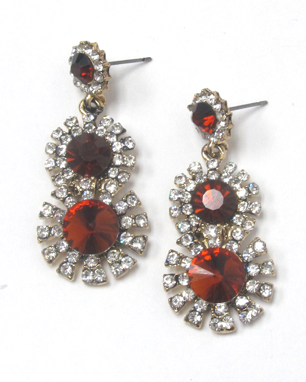 Linked crystals drop earrings