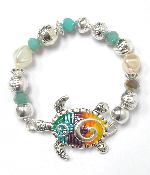 Textured and colored turtle stretch bracelet