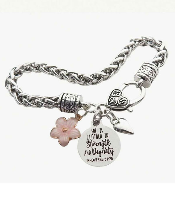 Religious inspiration message bracelet - prov 31:25
