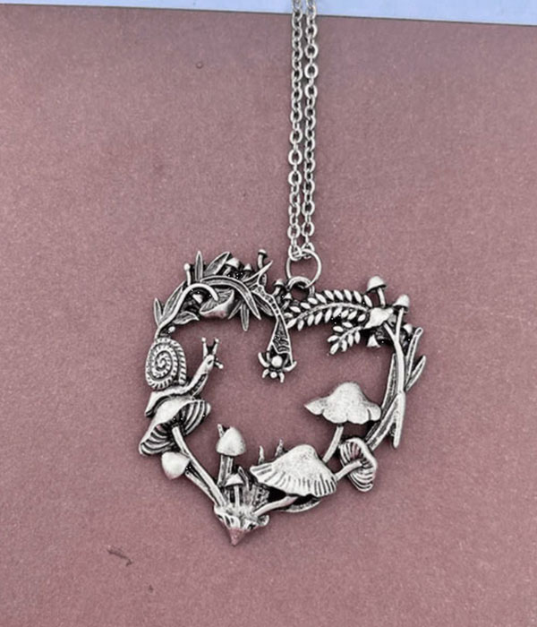 Mushroom snail heart necklace