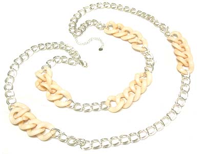 Large nautical chain double strand necklace 