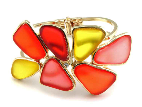 Color acryl art metal hinge bangle