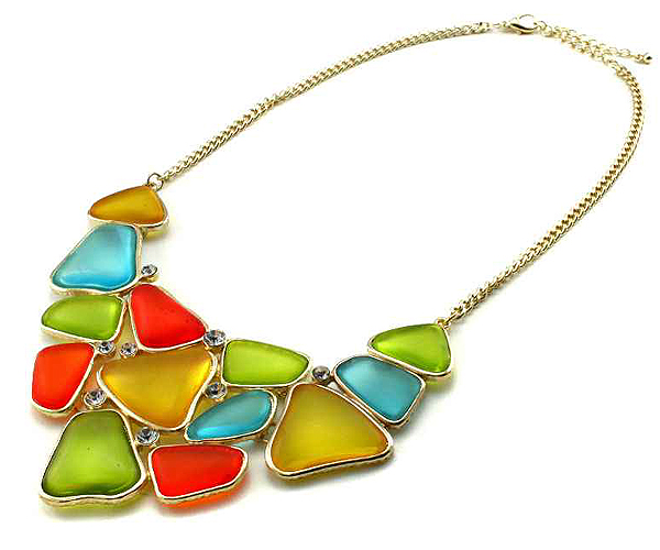 Color acryl abalon art necklace earring set