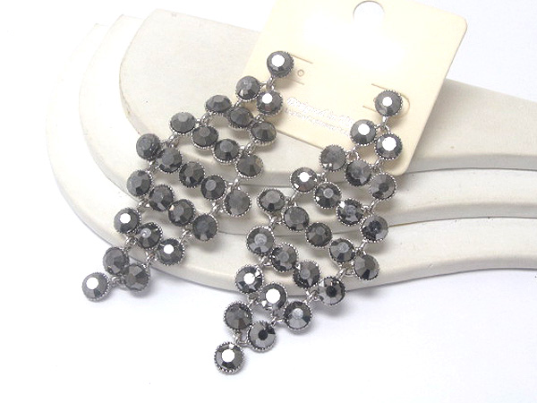 Multi rhinestone line metal arrowhead drop earring