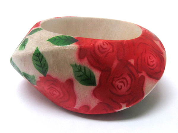 WOODEN ARCHITECTURAL ROSE PRINT BANGLE 