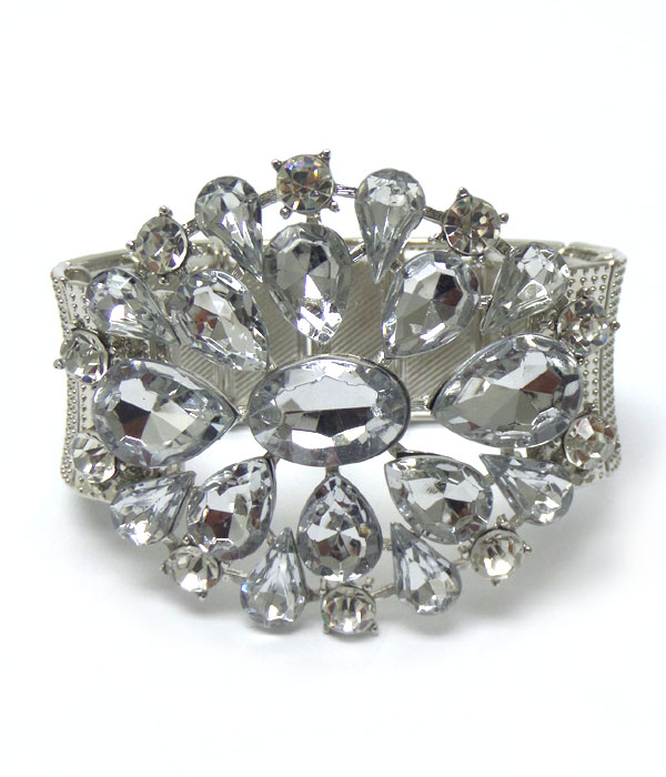 Luxury class austrian crystal large flower stretch bracelet