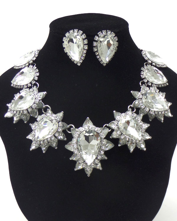 Luxury class victorian style and austrian crystallinked multi flower necklace set