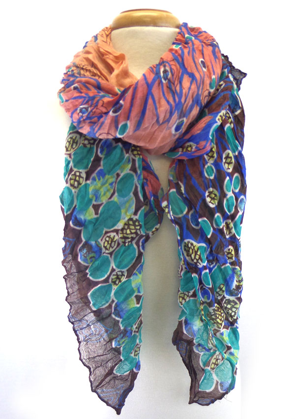 Multi color abstractive pattern scarf