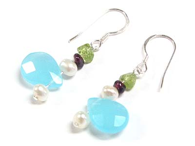 925 sterling silver natural pearl and shell drop earring