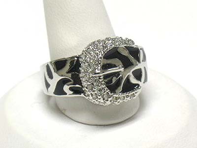 Crystal deco belt shape enamel metal ring